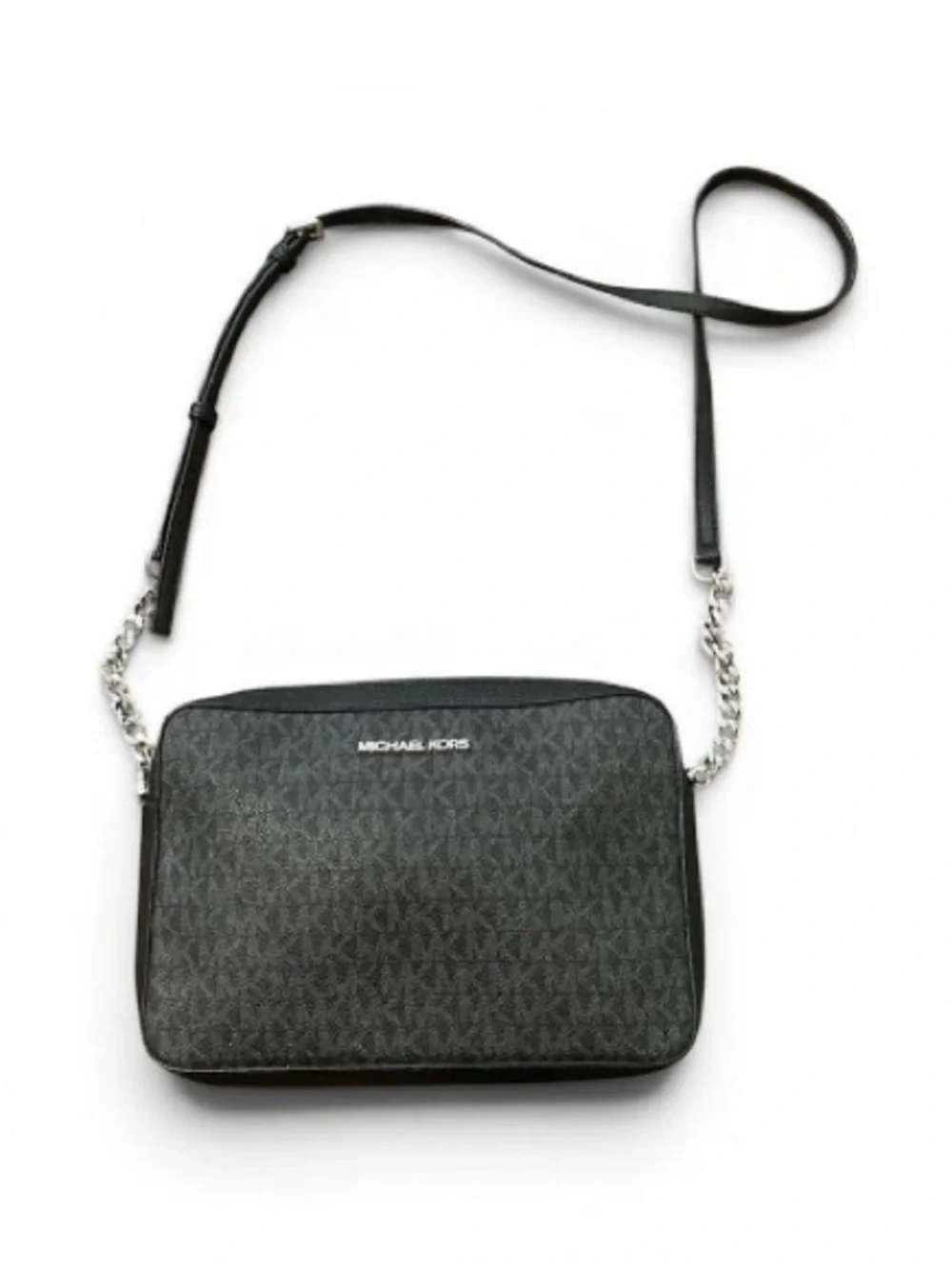 Michael Kors Black and Silver Logo Crossbody